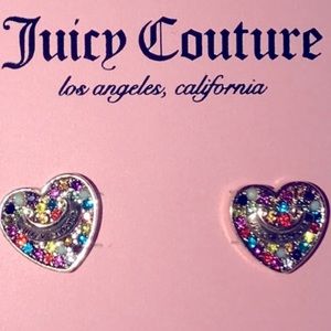 *sold* Juicy Couture rainbow crystal heart earrings